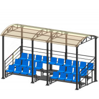 Трибуна для зрителей 3 ряда на 26 мест с навесом и перилами Spektr Sport