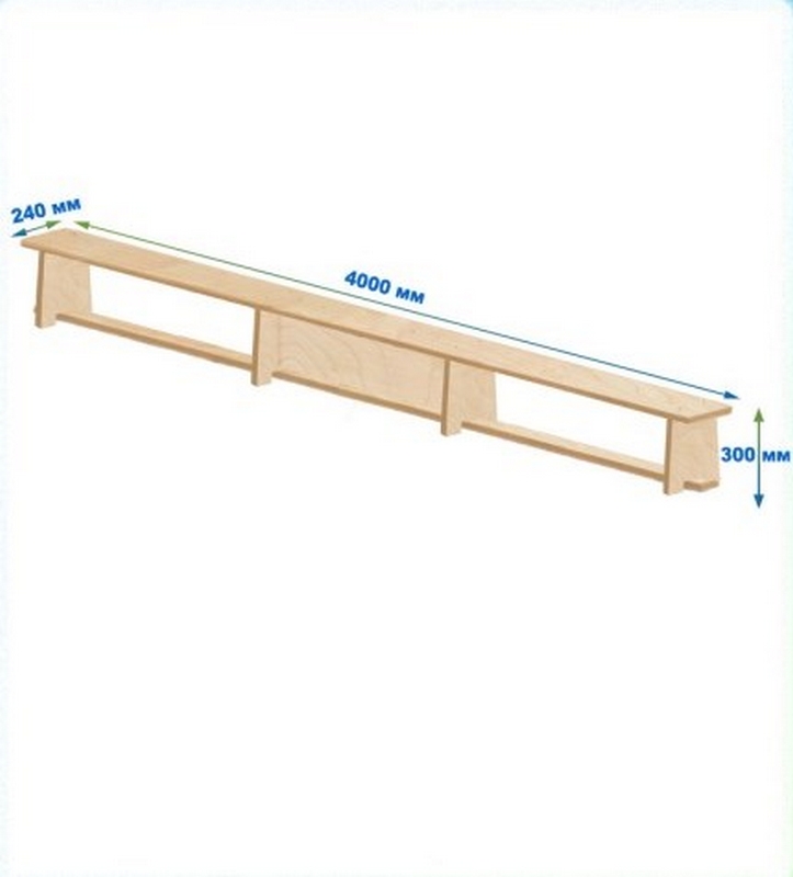 Скамейка гимнастическая 4000мм (фанерная) ножки фанера Dinamika 723_800