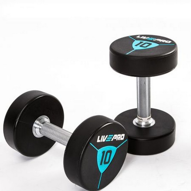 Гантели в уретане 42 кг Live Pro Premium Urethane Dumbbells LP8000-42 800_800